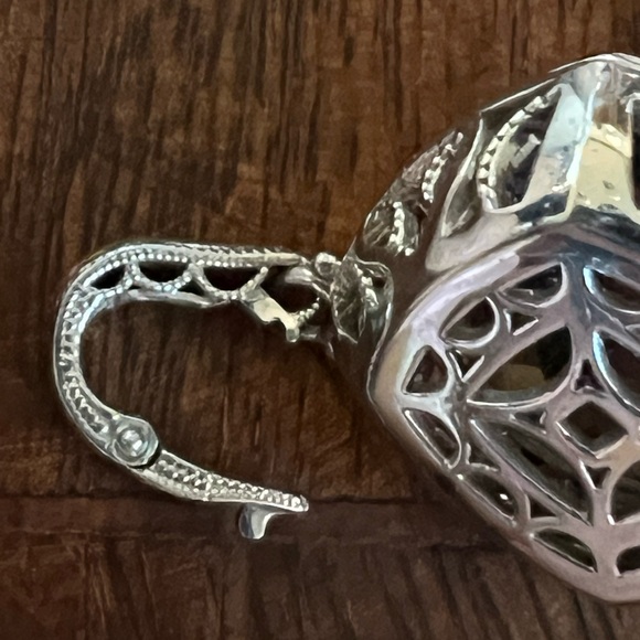 TACORI 18K Rose Gold & 92.5 SSilver Smokey Quartz & Diamond Pendant on SS Chain - Picture 7 of 16